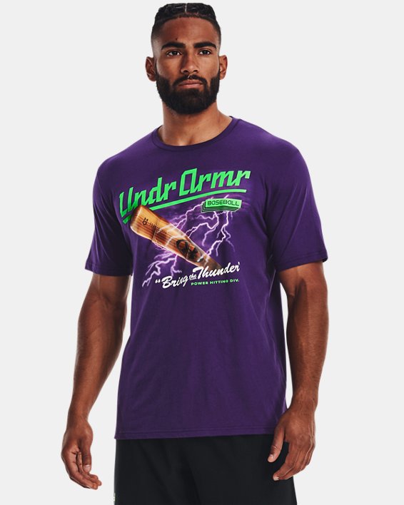 Men's UA Lightning Script Baseball Short Sleeve, Purple, pdpMainDesktop image number 0
